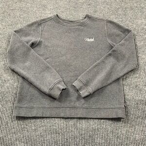 Reebok‎ Sweatshirt Womens Medium M Gray Pullover Script Font Embroidered Sporty